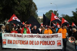 CGT se manifiesta en Málaga ante un fuerte depliegue policial