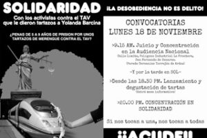 No TAV y apoyo a los cuatro imputados por los tartazos a Yolanda Barcina