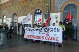 CGT se moviliza contra la privatización del ferrocarril en la provincia de Cádiz