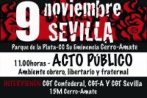 Acto público organizado por CGT Sevilla y 15M Cerro-Amate