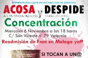 6-n: Concentraciones en Gandía y Valencia contra la política antisindical de Mercadona