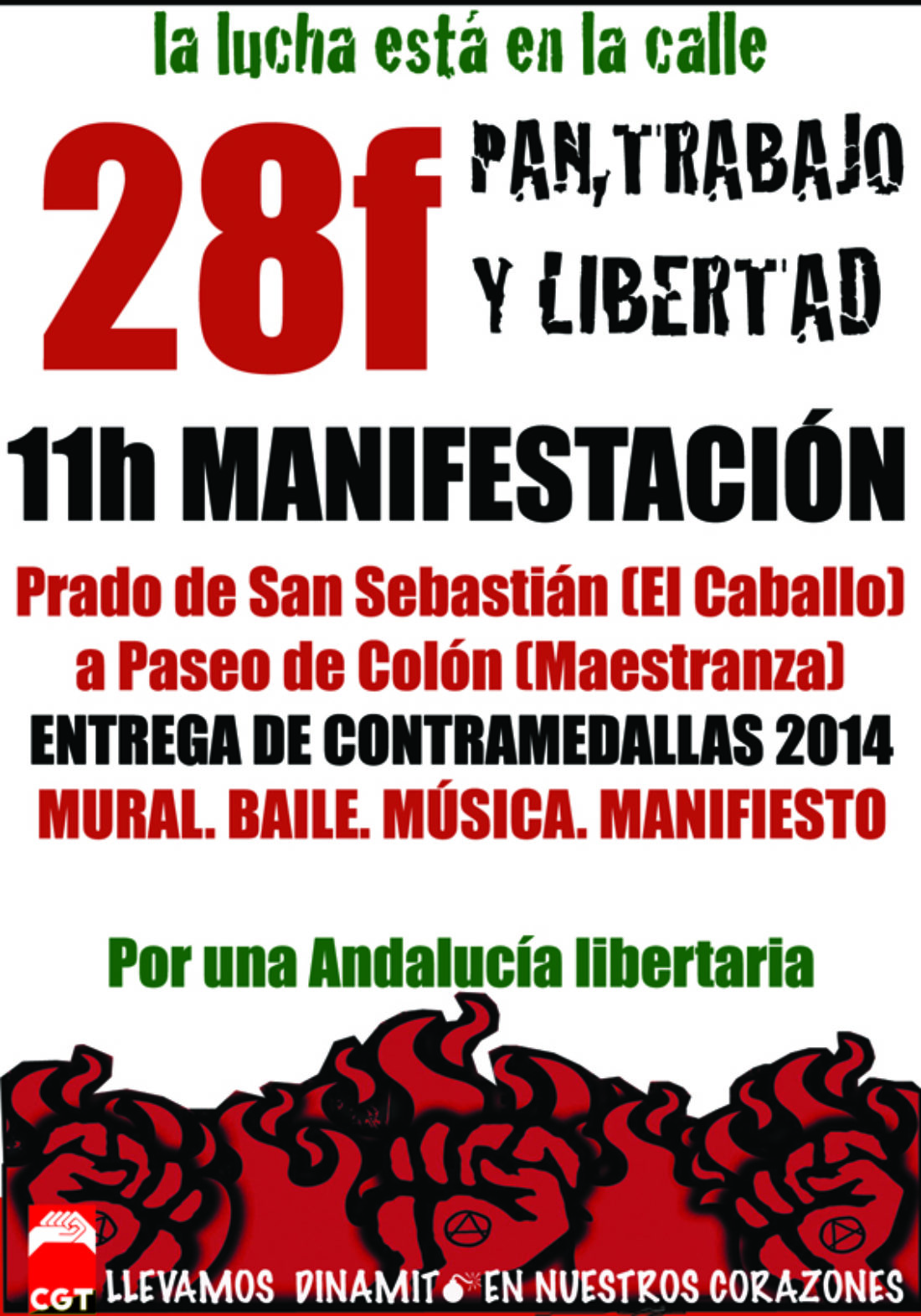 Manifestación de CGT en Sevilla el 28F, Día de Andalucía