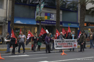 Trabajadores y trabajadoras de Telefónica se movilizan para denunciar la precarización en el sector de las telecomunicaciones