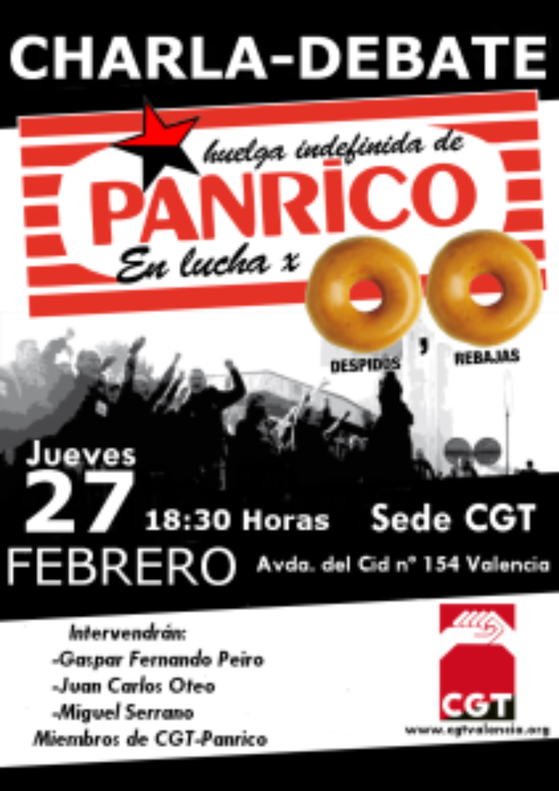27-F: CGT organiza una charla en Valencia con trabajadores de Panrico, protagonistas de la huelga más larga de las últimas décadas
