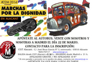 La CGT del País Valencià i Múrcia fleta ocho autocares a Madrid para participar en las Marchas de la Dignidad