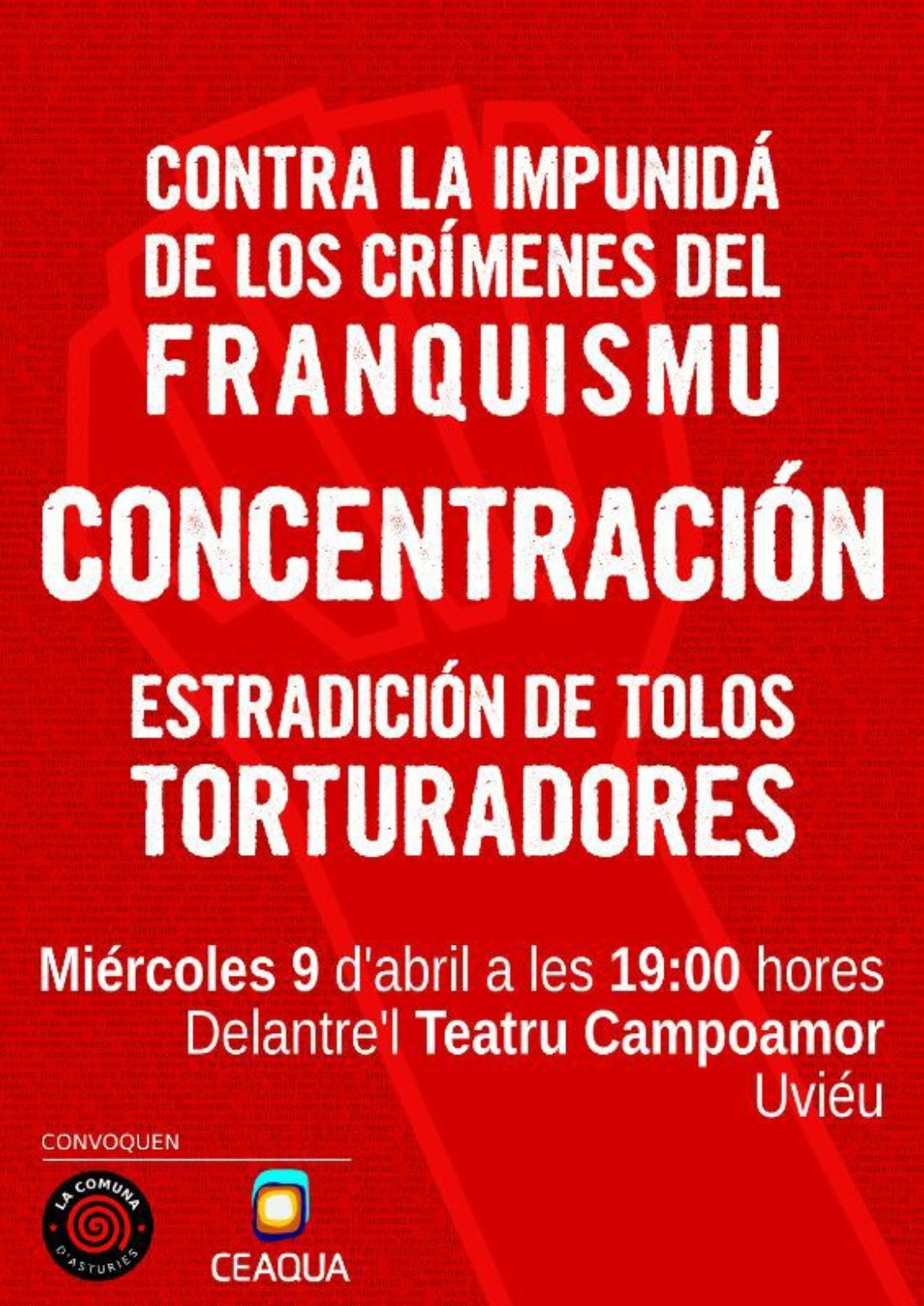 Concentración contra la impunidad de los crímenes del franquismo, extradición de los torturadores