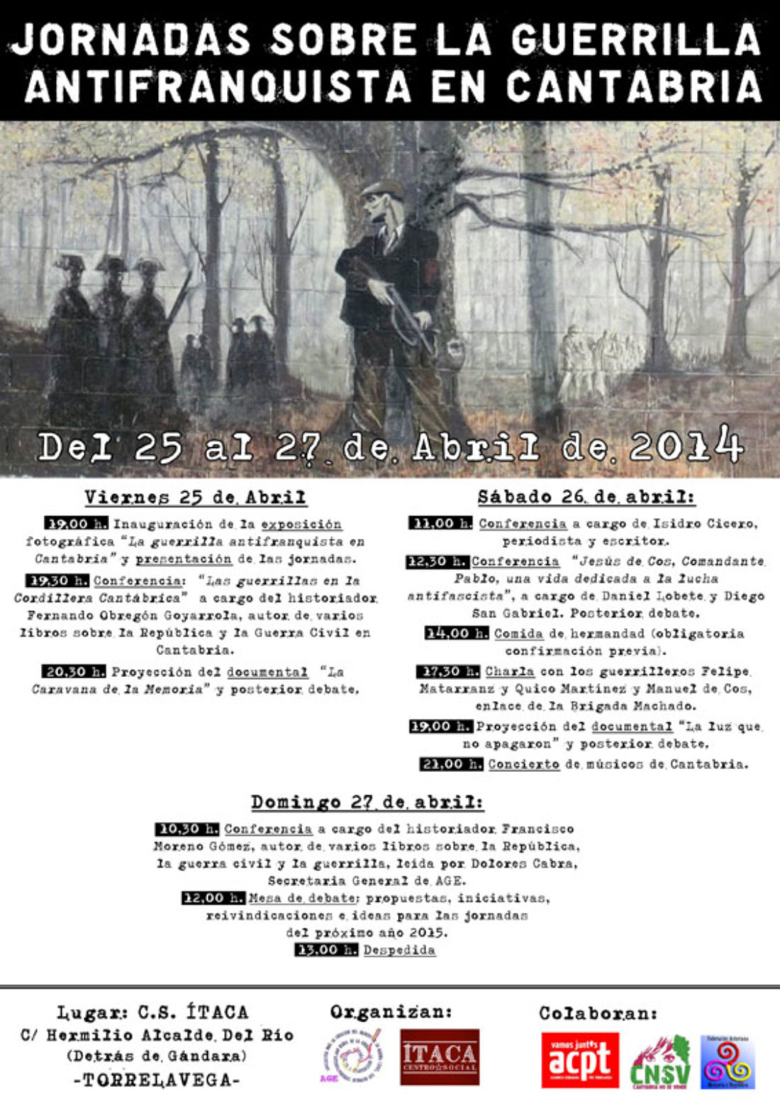 25, 26 y 27 de abril: Jornadas sobre la Guerrilla Antifranquista en Cantabria