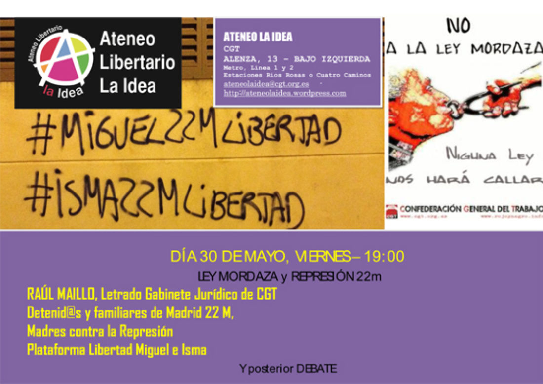30M: Ley Mordaza y represión 22M en Ateneo Libertario La Idea