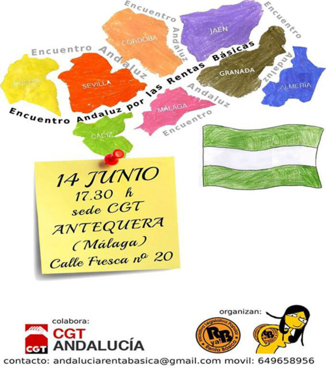 14 Junio, sede CGT Antequera, Encuentro Andaluz por la Renta Básica