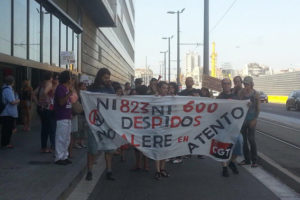 Éxito de la huelga de 24 horas de hoy 24 de julio en Atento Barcelona