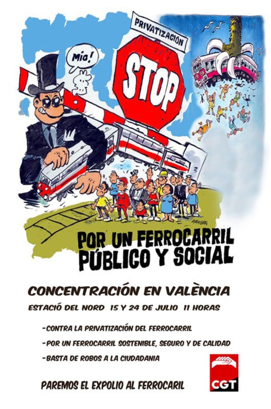 CGT se moviliza contra la licitación y privatización de las líneas de tren de Valencia, Castellón y Alicante