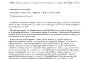 Discurso de Salvador Seguí en el Ateneo de Madrid (04-10-1919)