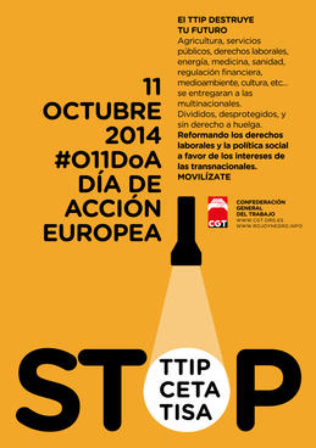 11 de octubre del 2014: Día de acción europea contra el TTIP. Convocatorias