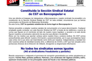 Constituida la Sección Sindical Estatal de CGT en Bancopopular-e