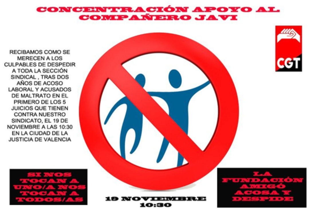 19-n Valencia: Concentración solidaria con Javi, despedido por la Fundación Amigó