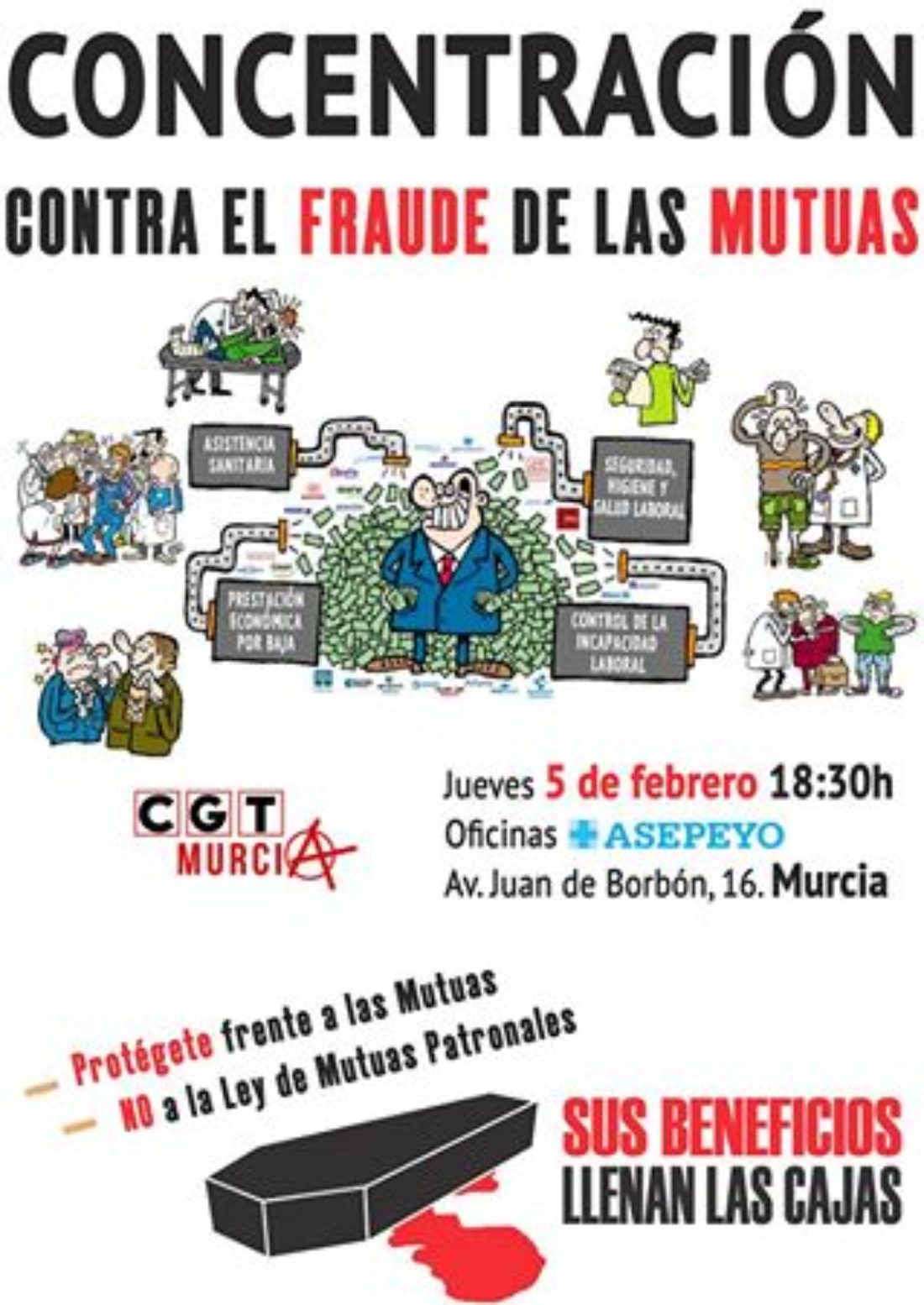 5-F: Concentración contra el fraude de las Mutuas en Murcia