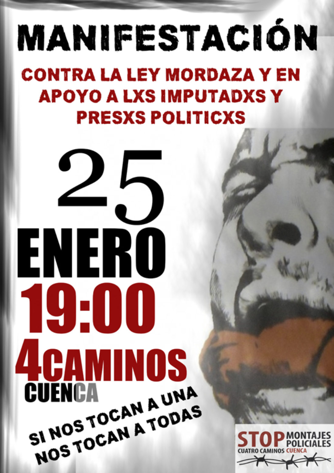 25-E: Manifestación contra la Ley Mordaza en Cuatro Caminos, Cuenca