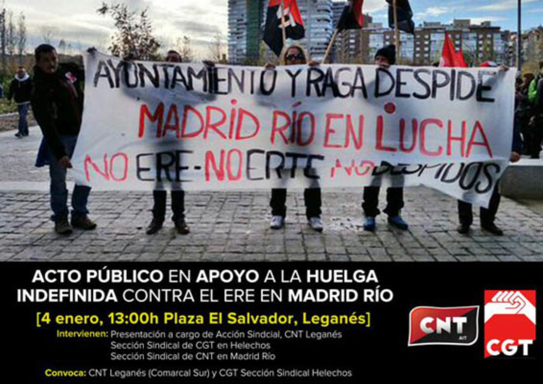 4-E: Acto público en apoyo a la huelga indefinida contra el ERE en Madrid Río