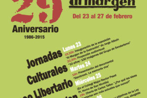 El Ateneo Libertario Al Margen celebra su XXIX aniversario con unas Jornadas Culturales