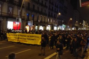 Manifestación en Barcelona el pasado 21 de marzo en apoyo a condenados a prisión por manifestarse ante el Parlament