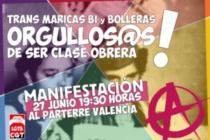 27-J: CGT participa en la manifestación del orgullo LGTB en Valencia