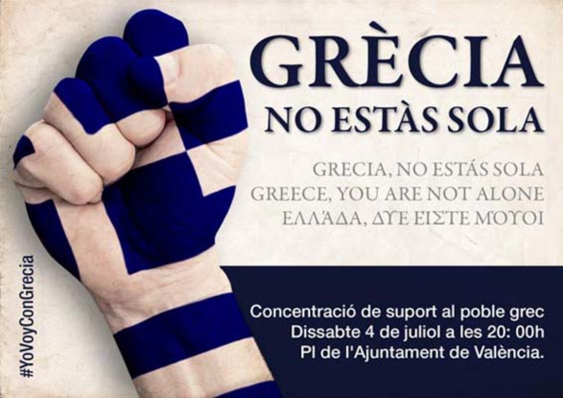 4J Valencia: Concentración de apoyo al pueblo griego #YoVoyConGrecia