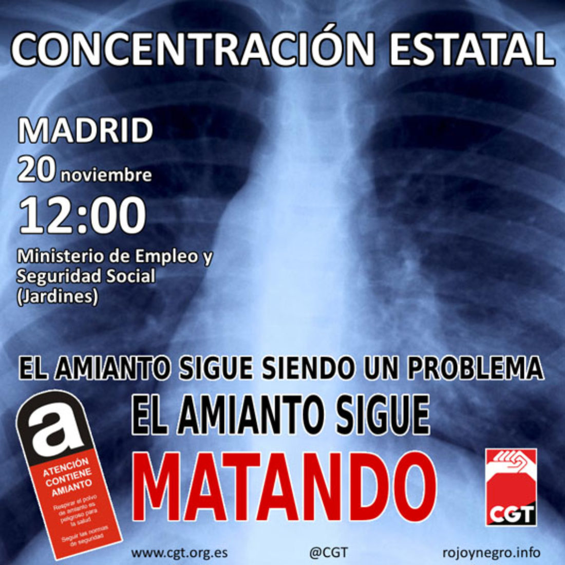 Concentración Estatal en Madrid, 20 nov. 12:00 h. – El Amianto sigue Matando