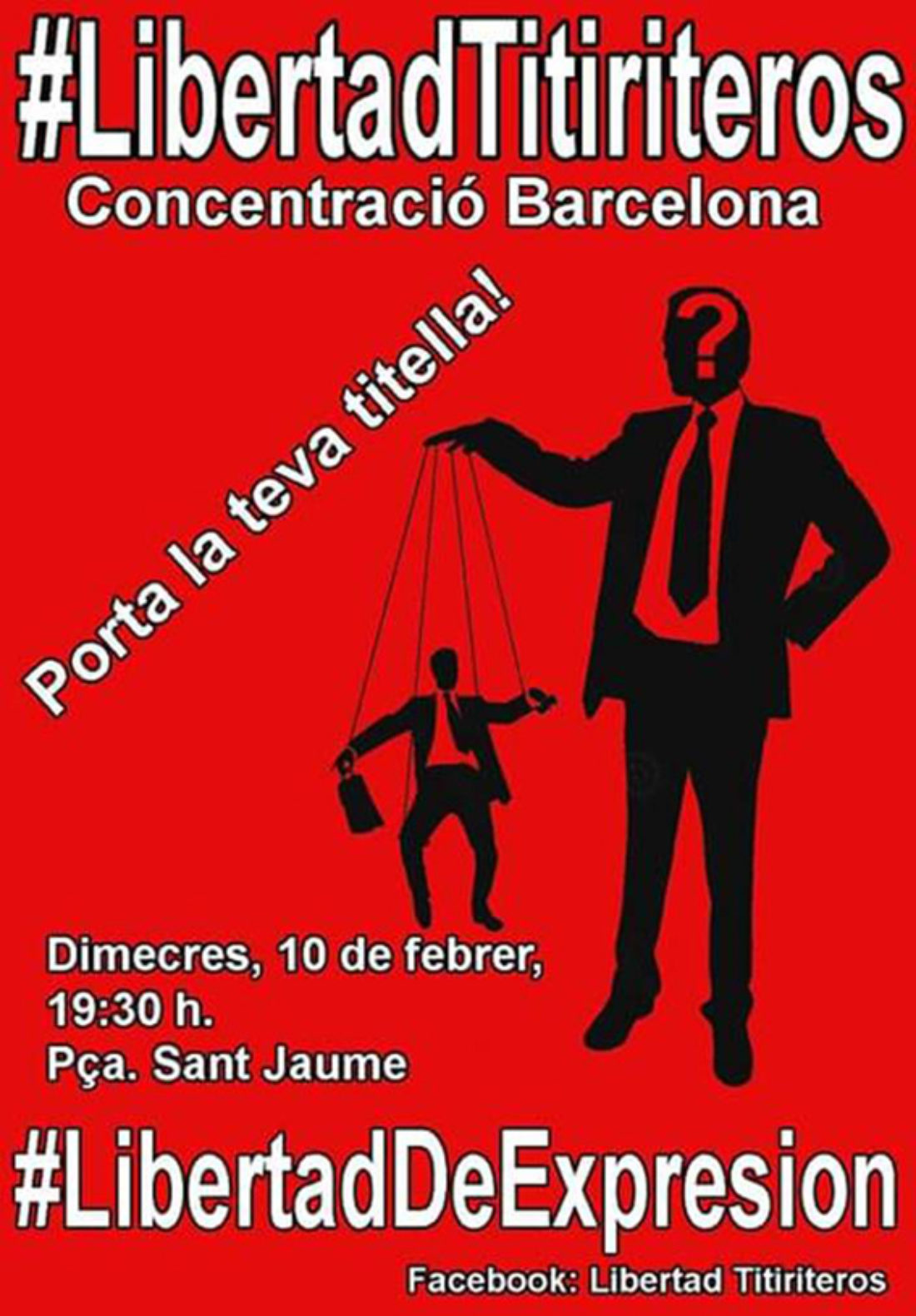 10-F: Concentración en Barcelona por la libertad de los titiriteros