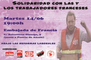 Concentración en solidaridad con las trabajadoras y trabajadores de Francia