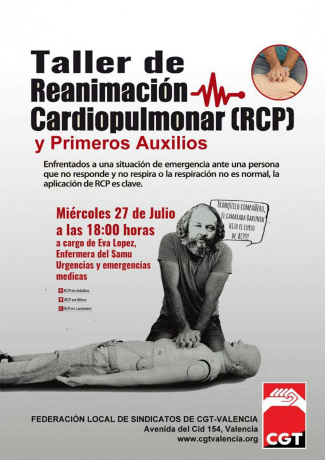 27-J València: Taller de Reanimación Cardiopulmonar (RCP) y Primeros Auxilios