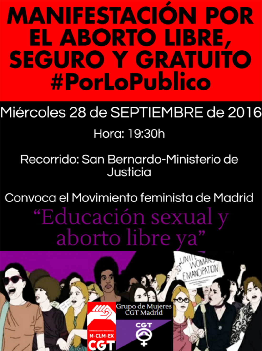 28-S: Manifestación por el aborto libre, seguro y gratuito en Madrid