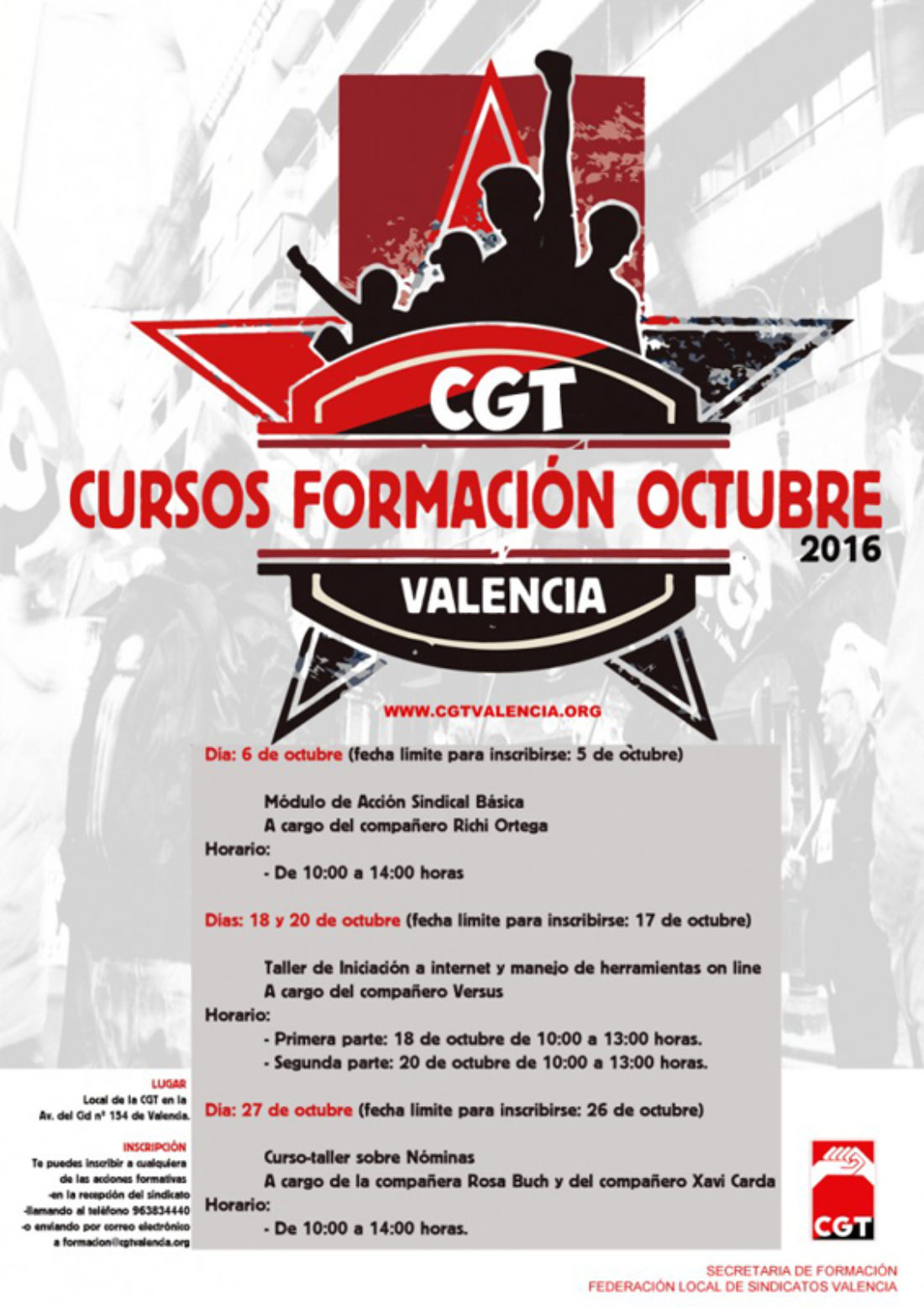 Acciones Formativas de la CGT-Valencia para octubre