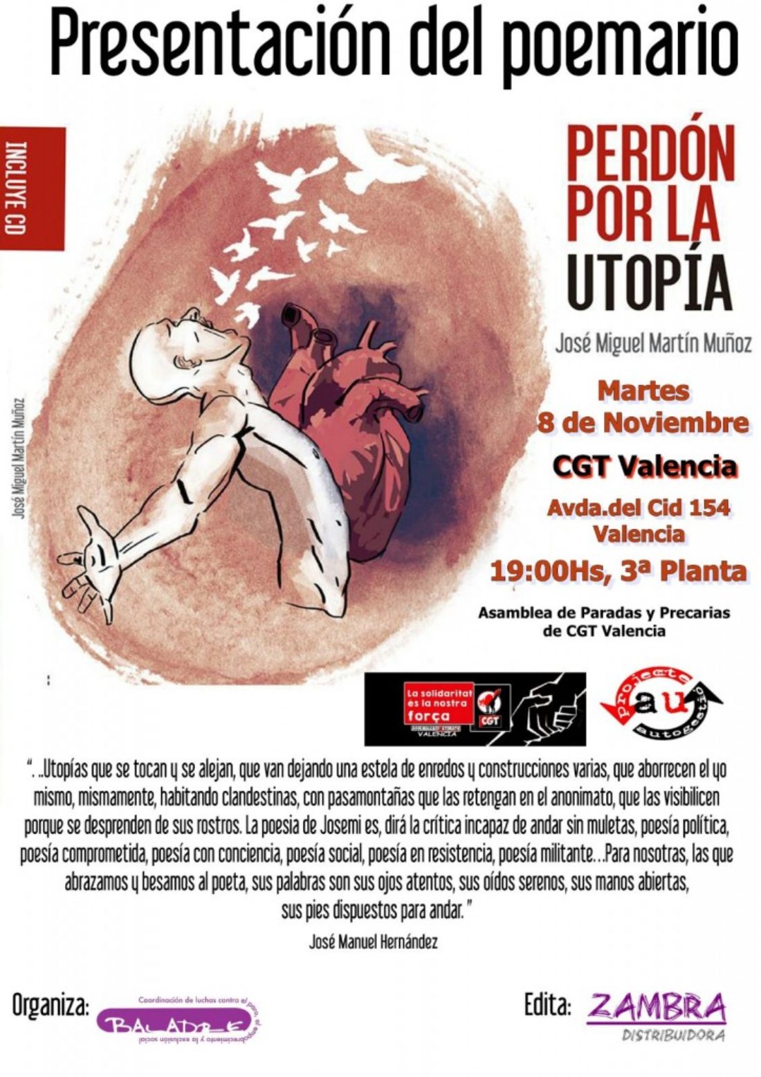 8-n Valencia: Presentación del poemario “Perdón por la utopía”