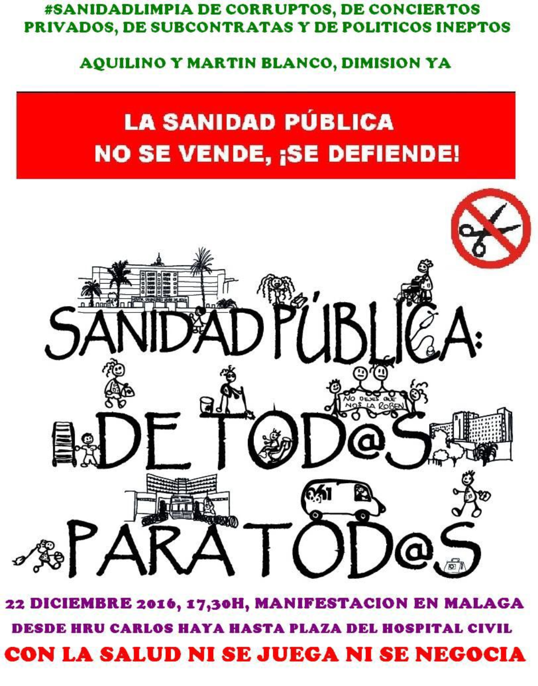 Málaga reclama una #sanidadlimpia. Por los derechos de pacientes y personal sanitario
