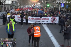 Más de 3.000 personas se manifiestan en Madrid contra el CETA