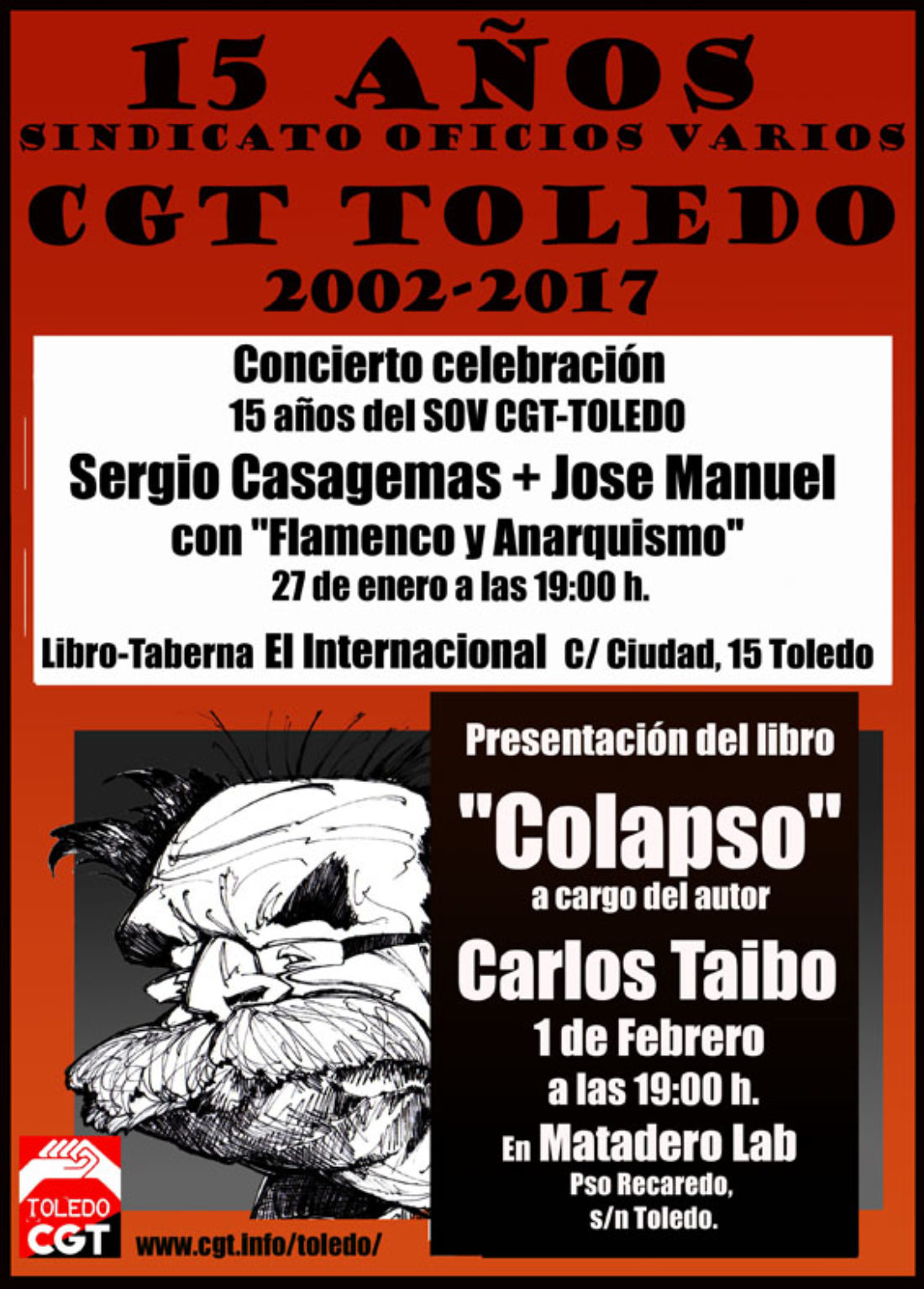 CGT Toledo celebra sus 15 años con música y Carlos Taibo