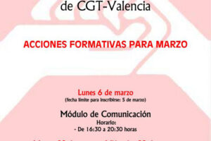 [CGT-Valencia] Acciones formativas para marzo 2017