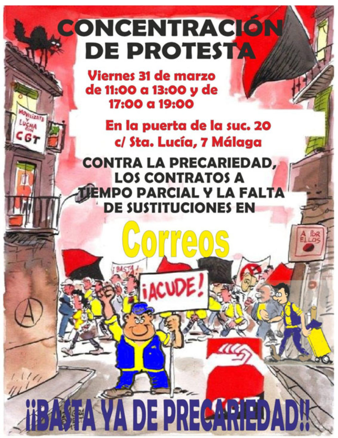 Concentraciones y manifestación contra la implantación de modelos precarios de empleo en Correos, el recorte de plantilla y en defensa del servicio postal público
