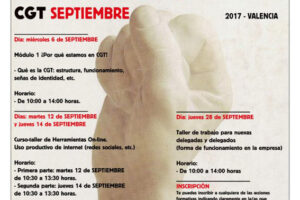 [CGT-València] Acciones formativas de CGT para septiembre 2017