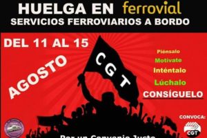 El sindicato ferroviario CGT Servicios a Bordo vuelve a convocar una HUELGA de cinco días del 11 al 15 de agosto