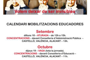 Calendario de movilizaciones de las educadoras en el País Valencià