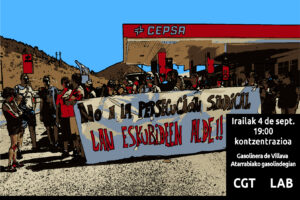 Concentración contra la persecución sindical en la gasolinera de Villava-Atarrabia