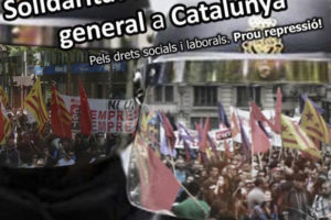 Los sindicatos combativos de València convocan una concentración solidaria con la Huelga General convocada en Catalunya