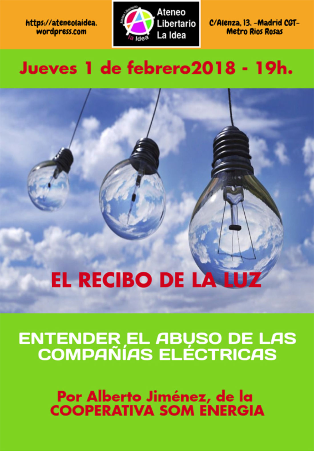 Taller «El recibo de la luz: el abuso de las compañías eléctricas» en Ateneo Libertario La Idea