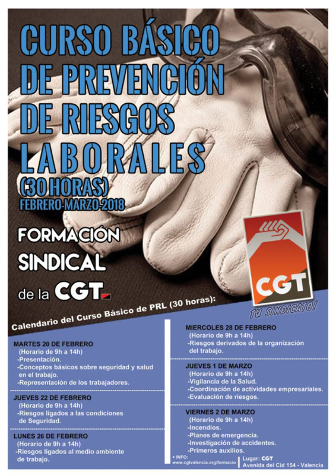 [Formación CGT-València] Curso básico de prevención de riesgos laborales (30 horas)