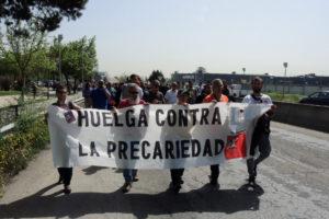 Ayer, la plantilla de 40 empresas subcontratadas de la planta de Airbus Getafe salió a la calle en una jornada de huelga histórica