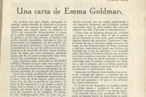 Carta de Emma Goldman a Mujeres Libres