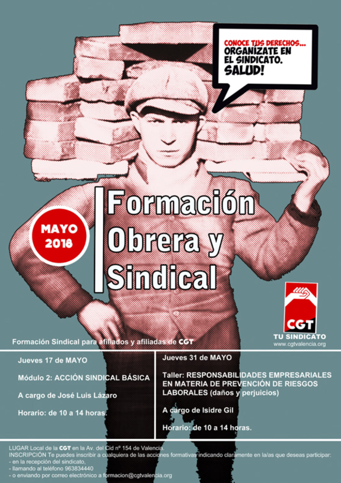 Acciones formativas de la CGT para mayo-2018 en València