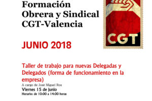 Acciones formativas de CGT-Valencia para junio 2018