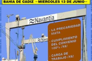 Convocada huelga en el metal el 13 de junio por la confluencia sindical de la Bahía de Cádiz contra la precariedad, el cumplimiento del convenio y la seguridad en el trabajo